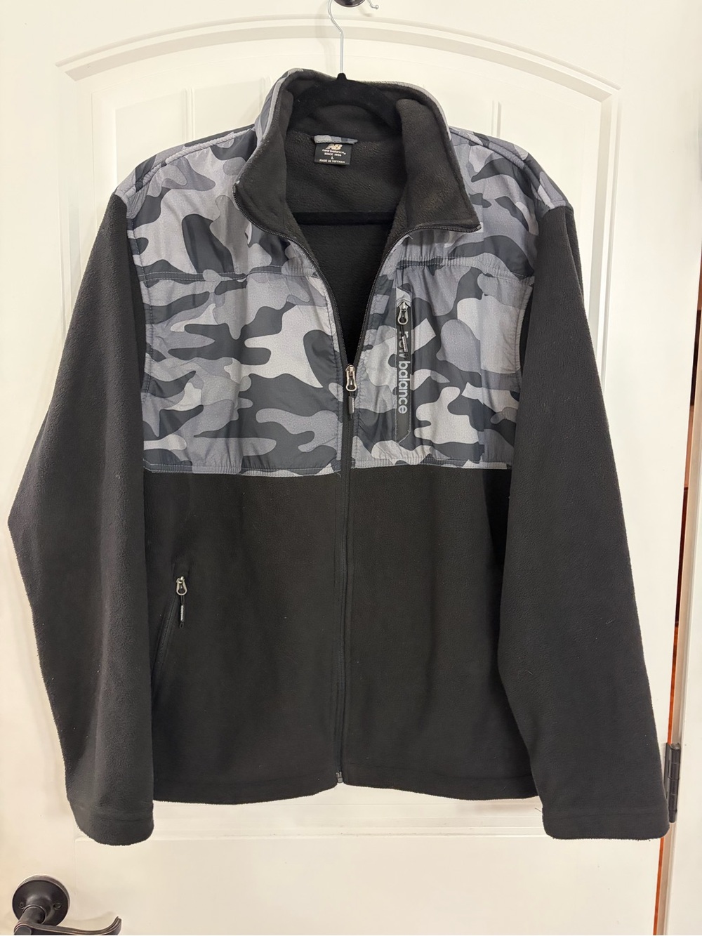 New Balance Black Fleece Jacket with Gray Camo Yoke